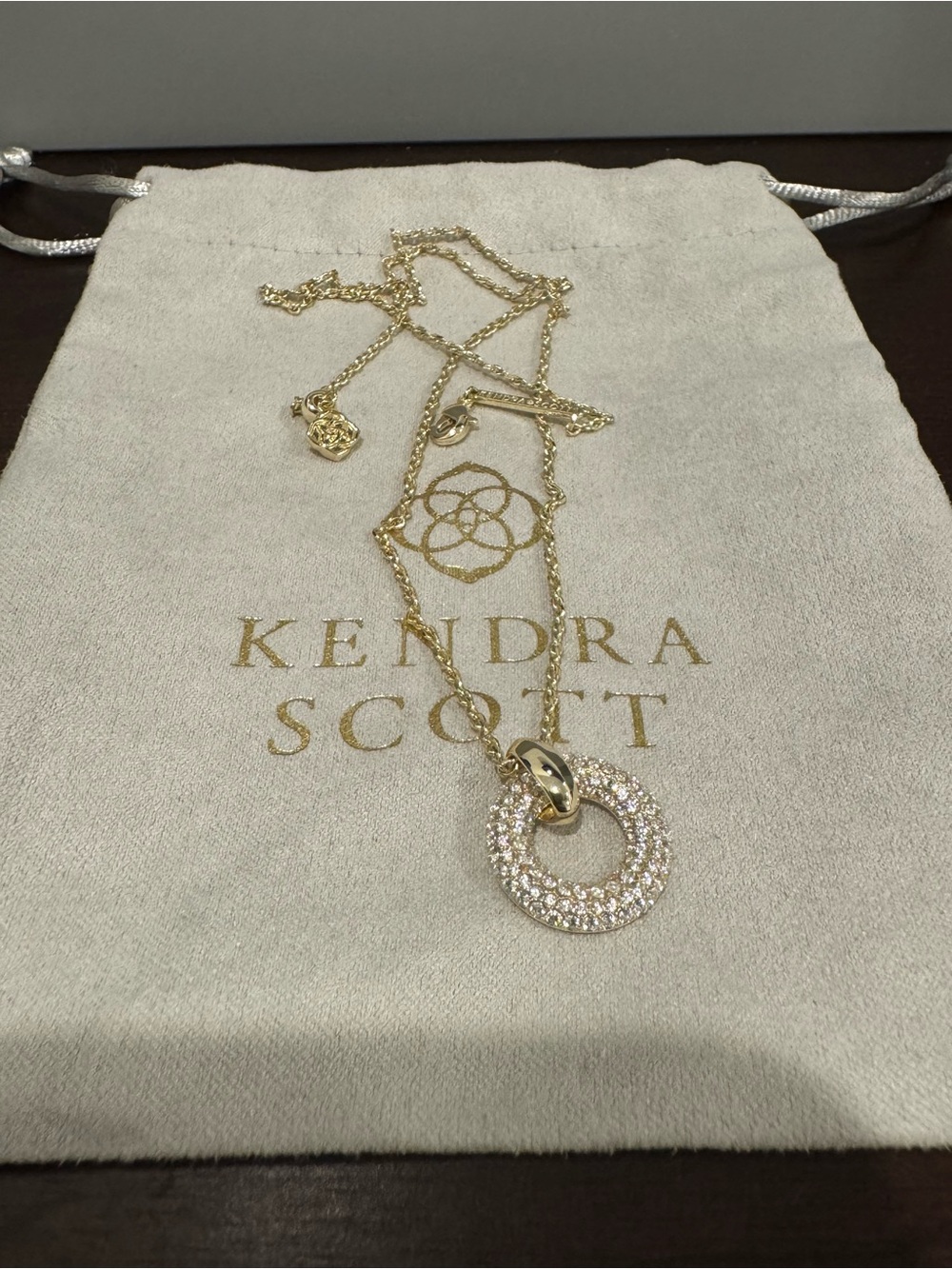 Kendra Scott Gold Pave Open Circle Pendant Necklace